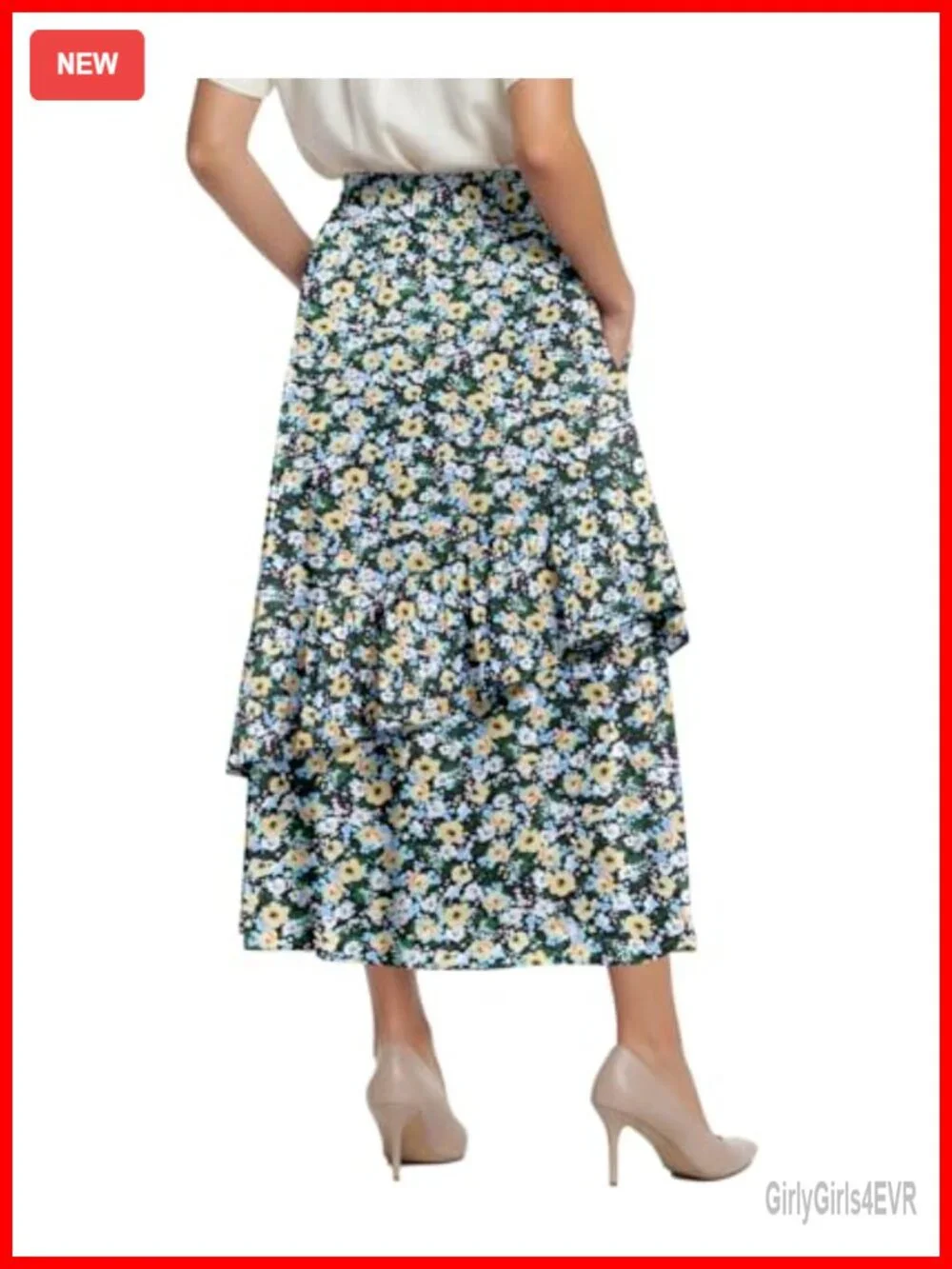 Womens Maxi Skirt with Pockets High Waisted Elastic Waist A-Line Long Summer